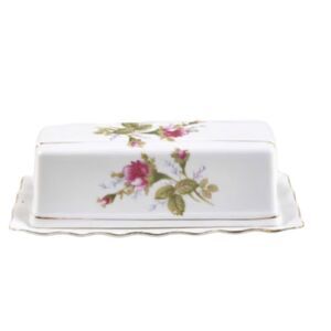 Royal Rose Fine China Of Japan Rose Covered Butter Dish With Gold Trim